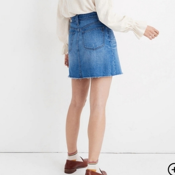 MADEWELL‎ Rigid Denim A-Line Skirt size 27 frayed hem 100% Cotton cut out - Picture 12 of 12